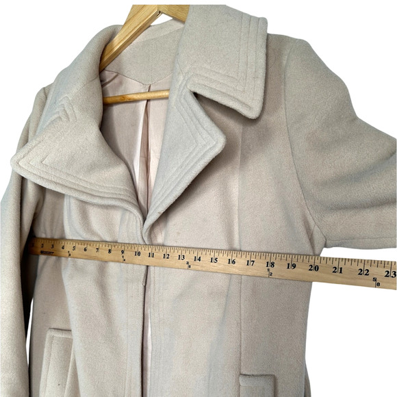 Vintage Neiman Marcus 1970s CASHMERE Wrap Trench Coat 4 Oversize Wide Lapel Tan - Picture 6 of 7